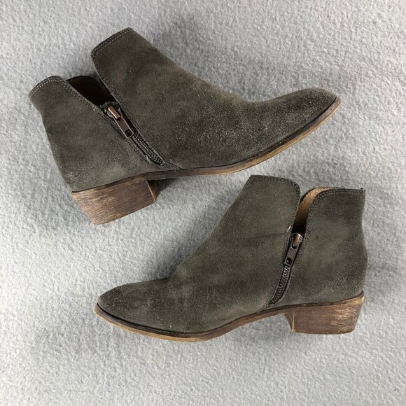 Splendid Gray Suede Side Zip Hamptyn Ankle Boots - Picture 2 of 9